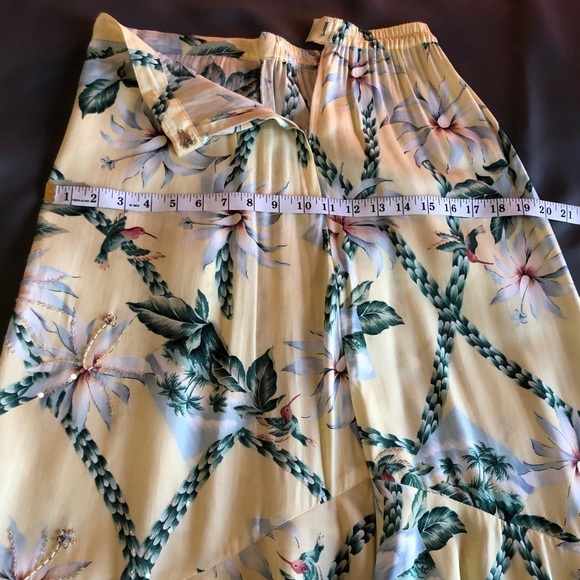 Faith Women's Skirt Full Length Floral With Ruffled Hem Yellow Green Size S - Picture 14 of 16